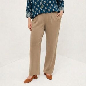 J. Jill Wearever Collection Tan Wide Leg Pull-On Pleated Trouser Pockets XL